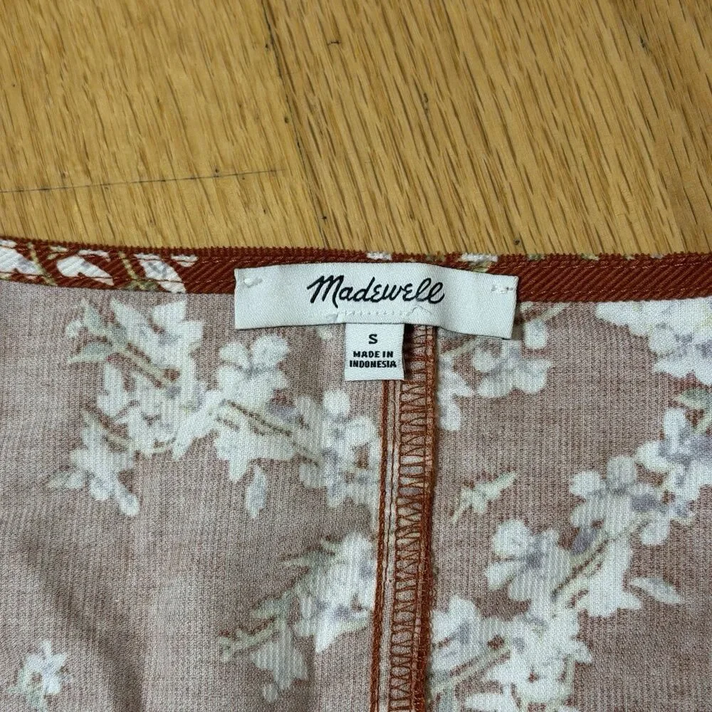Madewell Corduroy Shirred-Sleeve Button-Front Top Farmstand Bouquet Rusty S Fall